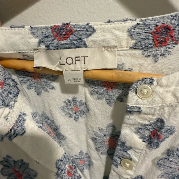 Loft Side Tie Medallion Block Print midi Dress size 4 - Picture 3 of 11